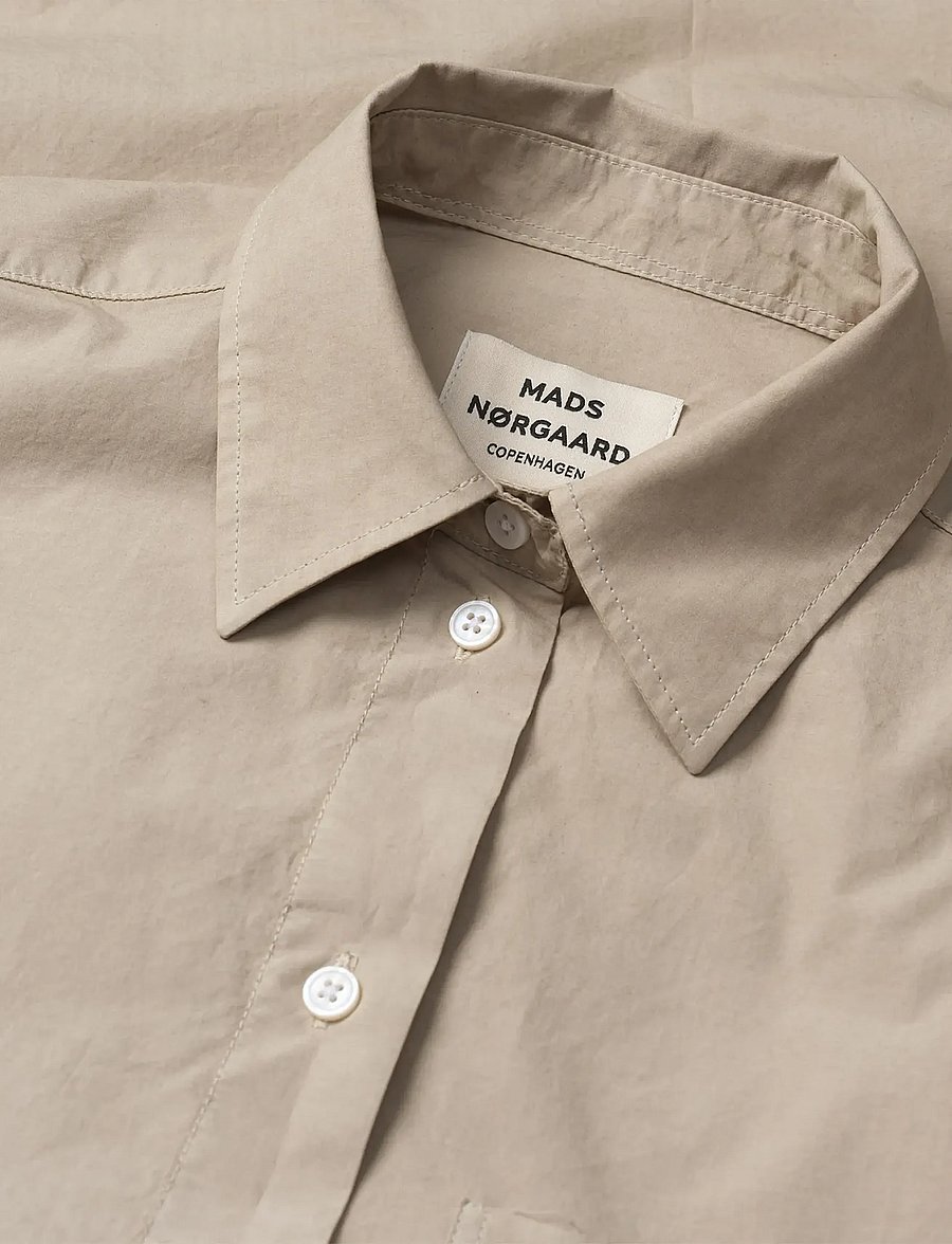 Mads Nørgaard - Crispy Poplin Carol Shirt - långärmade skjortor - plaza taupe - 1