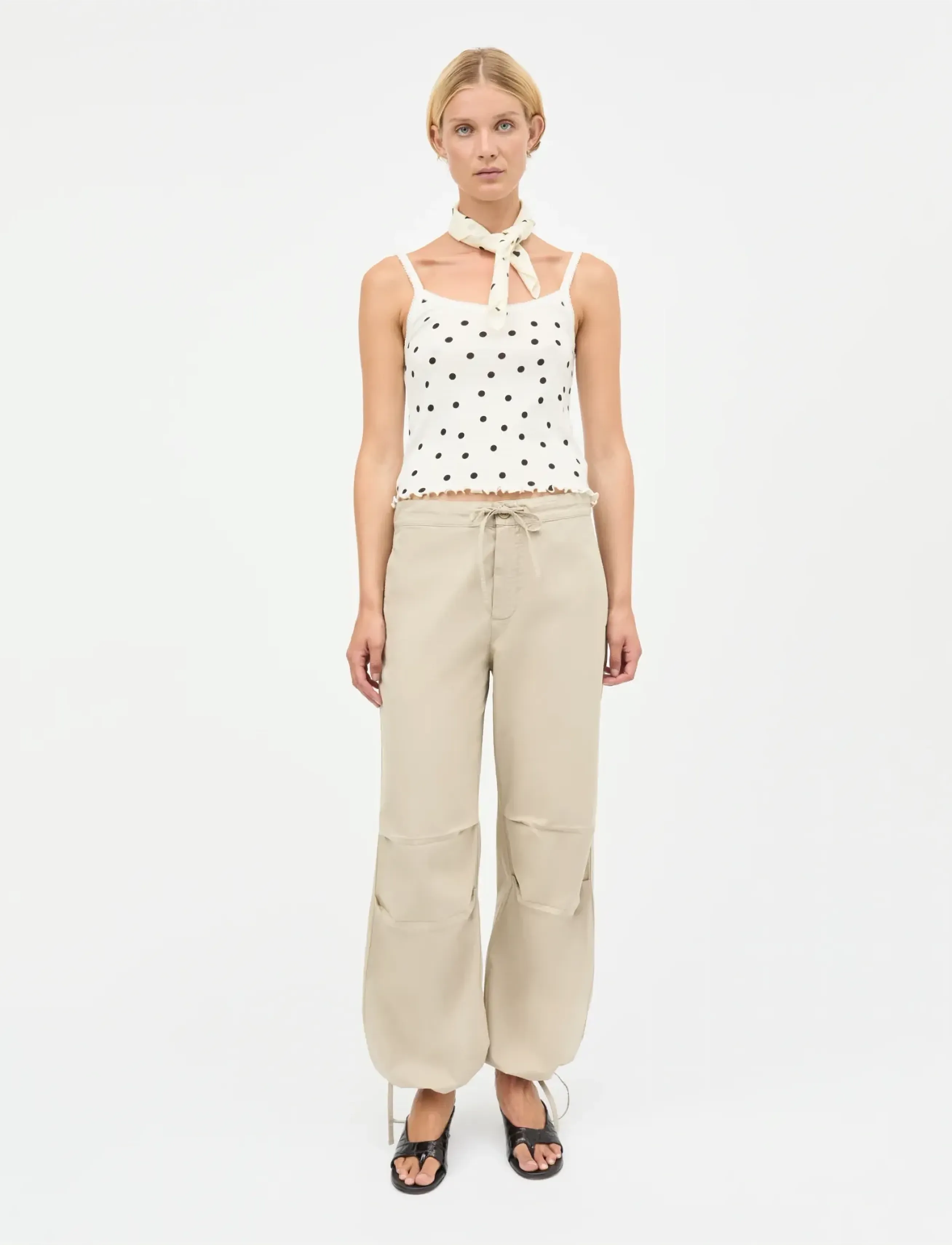 Mads Nørgaard Pointella Trilla Top Aop, Kvinder, Prikket Camisole Top, Hvid, Str: XL