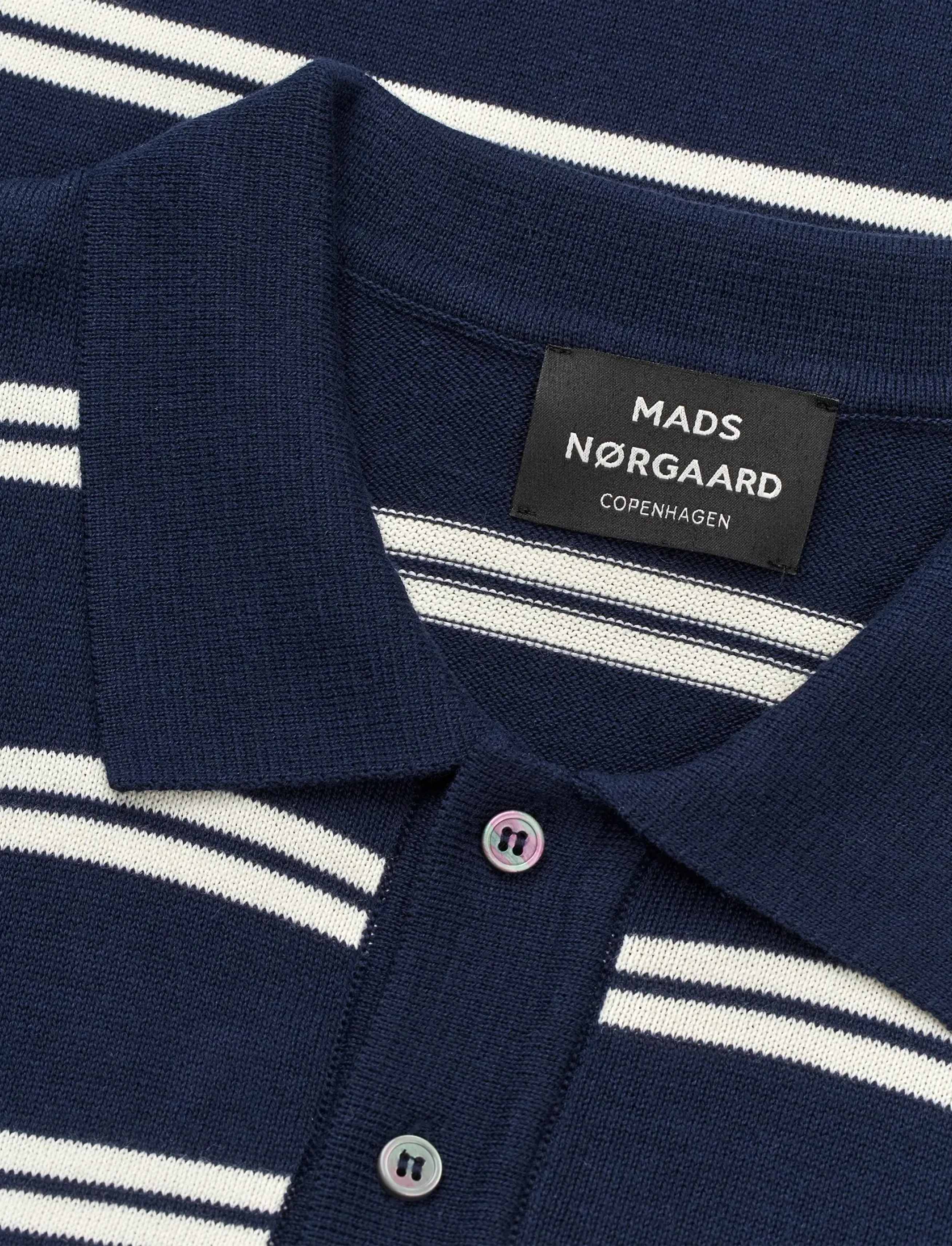 Mads Nørgaard - Tight Cotton Tristan Knit SS ST. - kortærmede poloer - sky captain/vanilla ice - 3