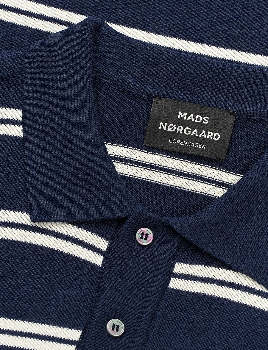 Mads Nørgaard - Tight Cotton Tristan Knit SS ST. - kortærmede poloer - sky captain/vanilla ice - 3