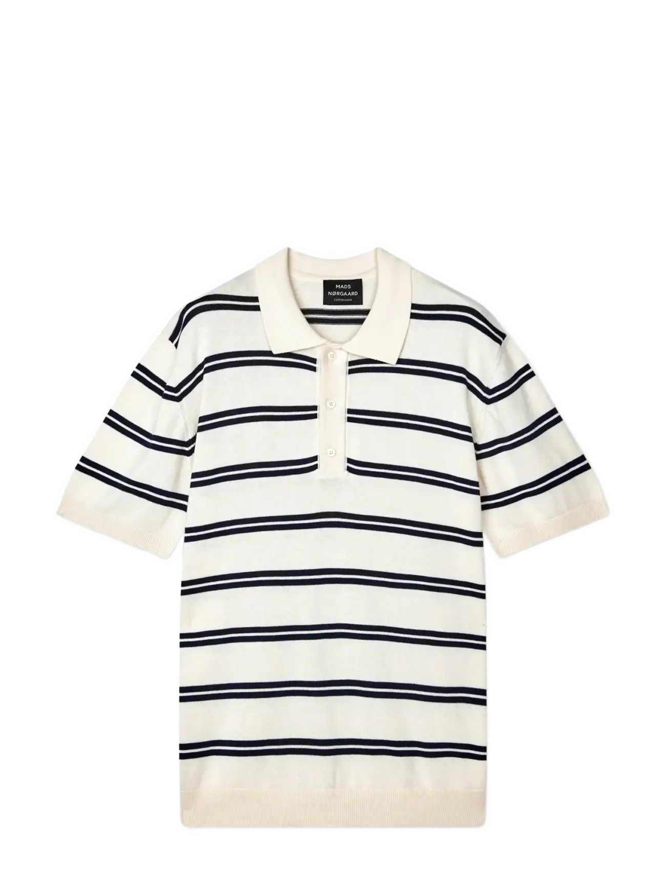 Mads Nørgaard - Tight Cotton Tristan Knit SS ST. - kortærmede poloer - vanilla ice/sky captain - 1