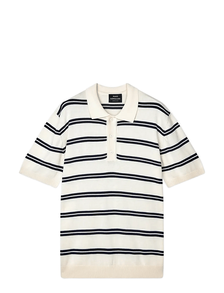 Mads Nørgaard - Tight Cotton Tristan Knit SS ST. - kortærmede poloer - vanilla ice/sky captain - 1