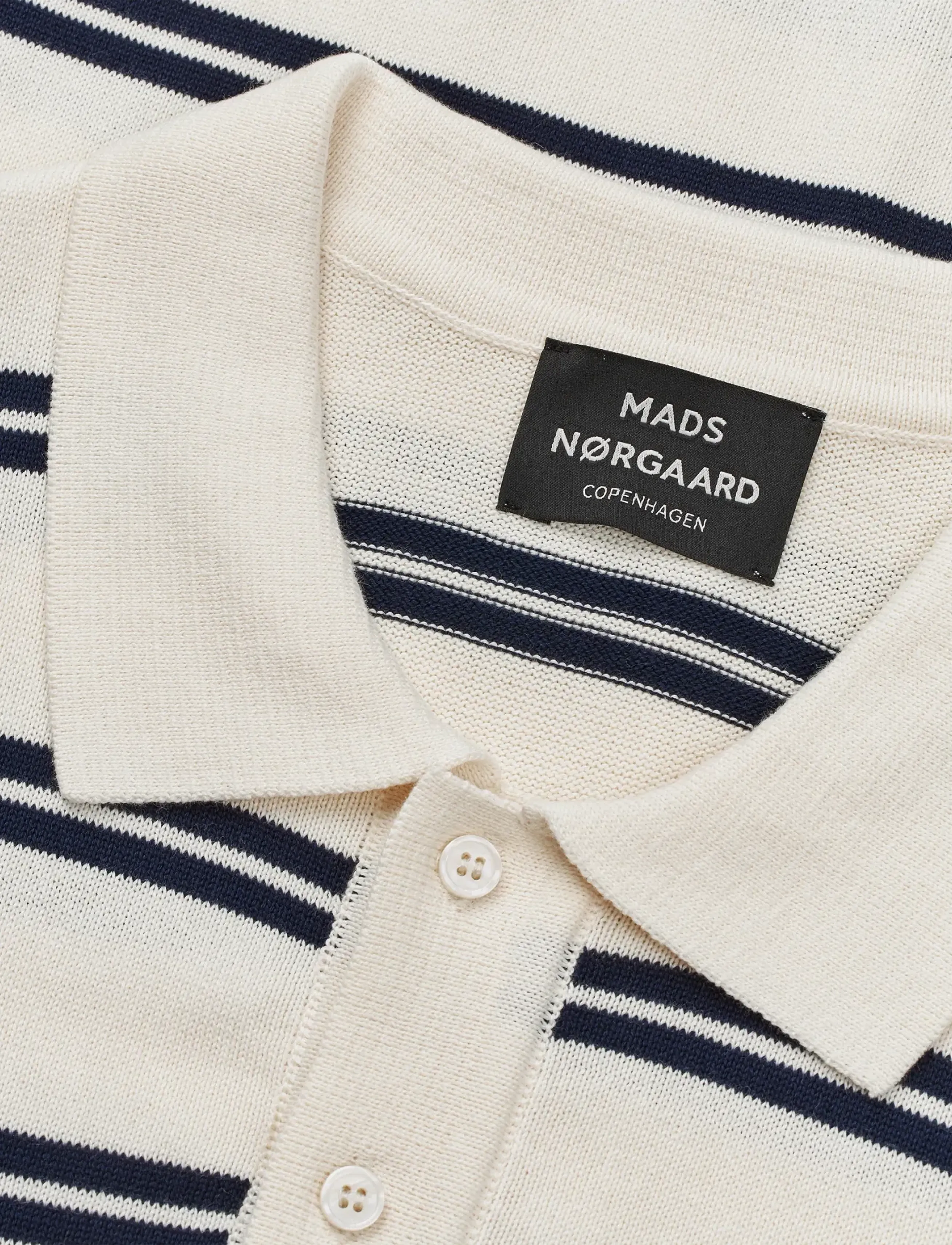 Mads Nørgaard - Tight Cotton Tristan Knit SS ST. - kortærmede poloer - vanilla ice/sky captain - 3