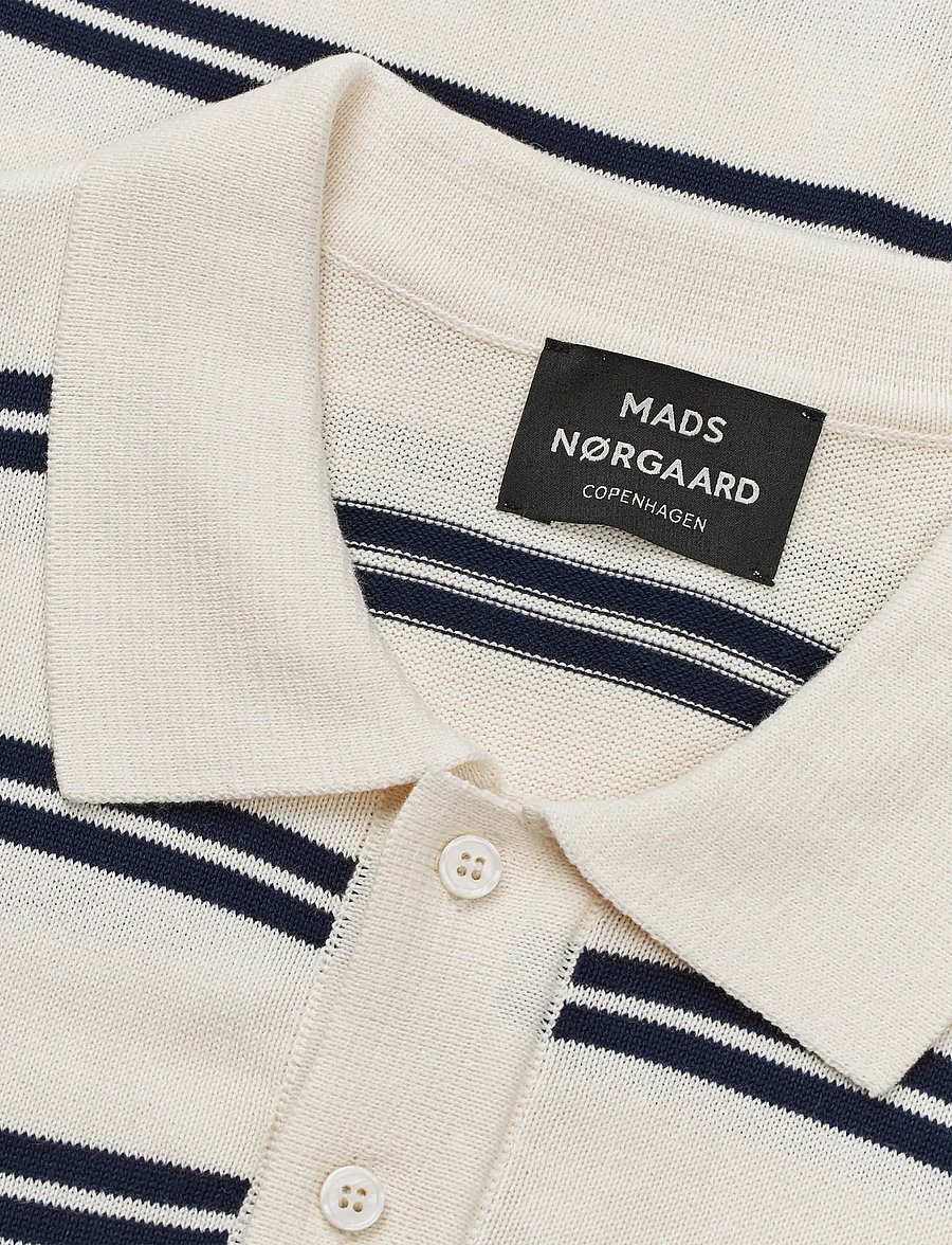 Mads Nørgaard - Tight Cotton Tristan Knit SS ST. - kortærmede poloer - vanilla ice/sky captain - 3