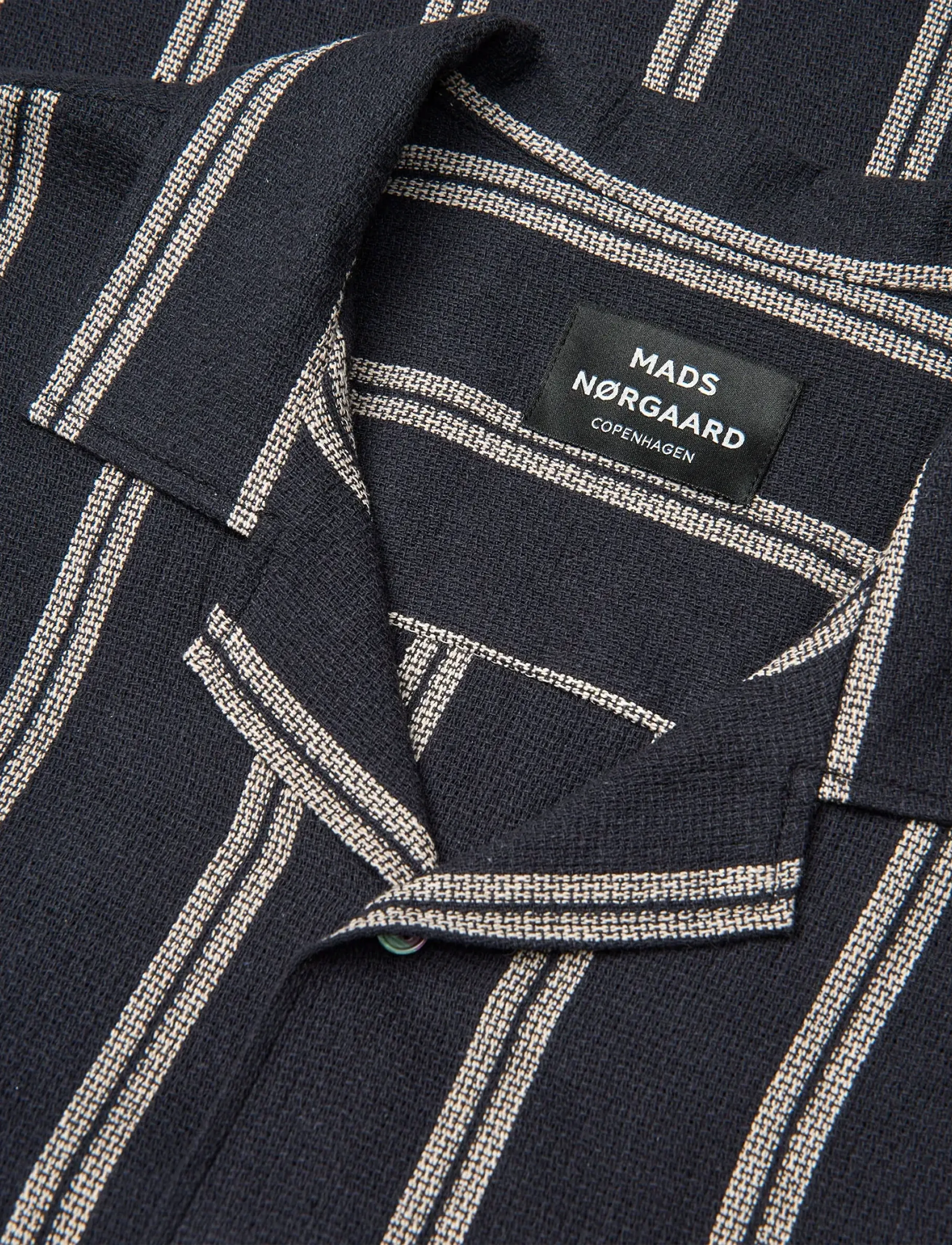 Mads Nørgaard - Texture Kenji Shirt SS ST. - striped shirts - black/plaza taupe - 3