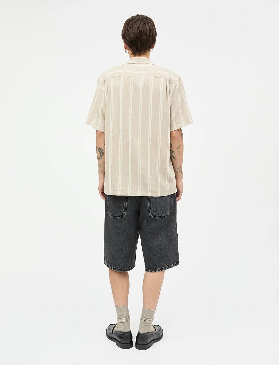 Mads Nørgaard - Texture Kenji Shirt SS ST. - randiga skjortor - plaza taupe/vanilla ice - 2