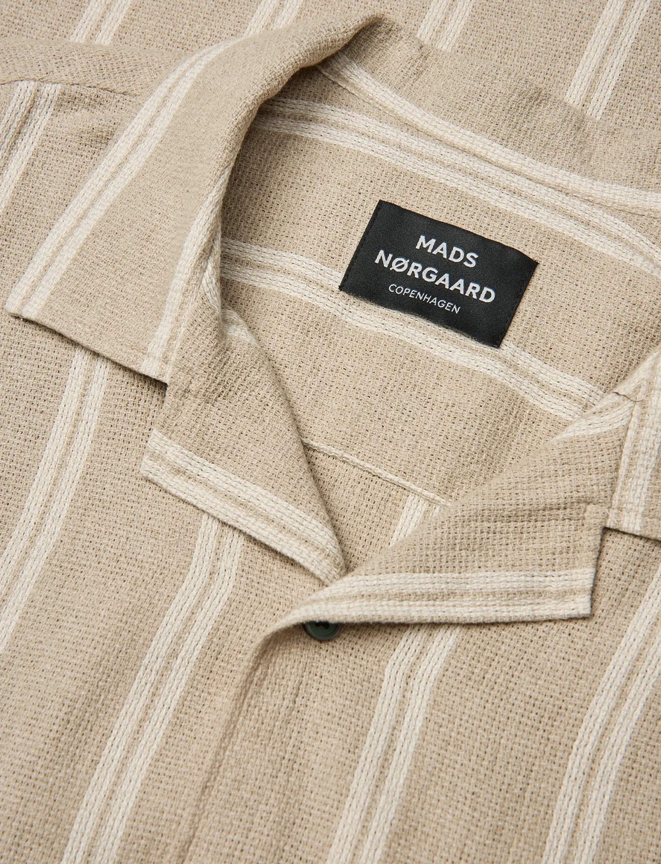Mads Nørgaard - Texture Kenji Shirt SS ST. - striped shirts - plaza taupe/vanilla ice - 3