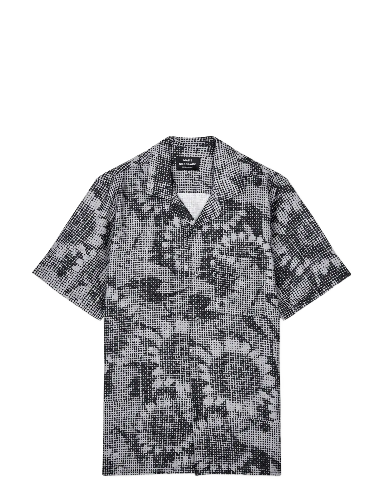 Mads Nørgaard - Cotton Linen Kenji AOP Shirt SS - mønstrede skjorter - plaza taupe/sky captain aop - 1