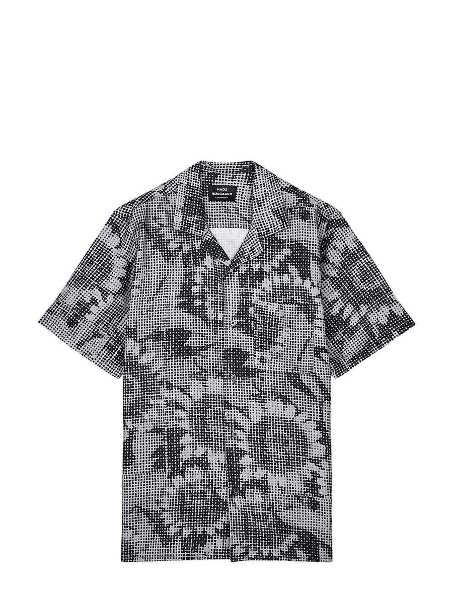 Mads Nørgaard - Cotton Linen Kenji AOP Shirt SS - gemusterte hemden - plaza taupe/sky captain aop - 1