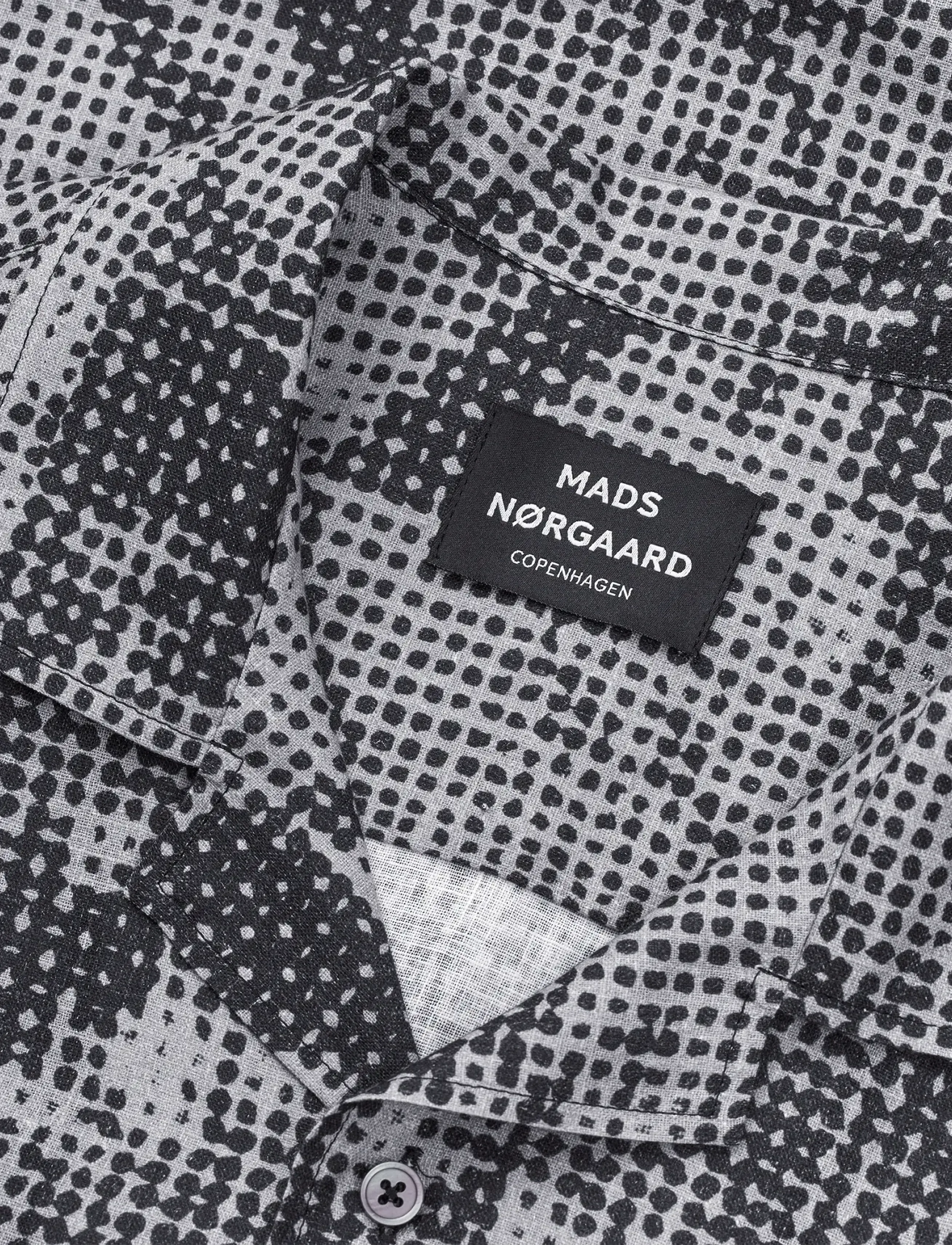 Mads Nørgaard - Cotton Linen Kenji AOP Shirt SS - mønstrede skjorter - plaza taupe/sky captain aop - 3