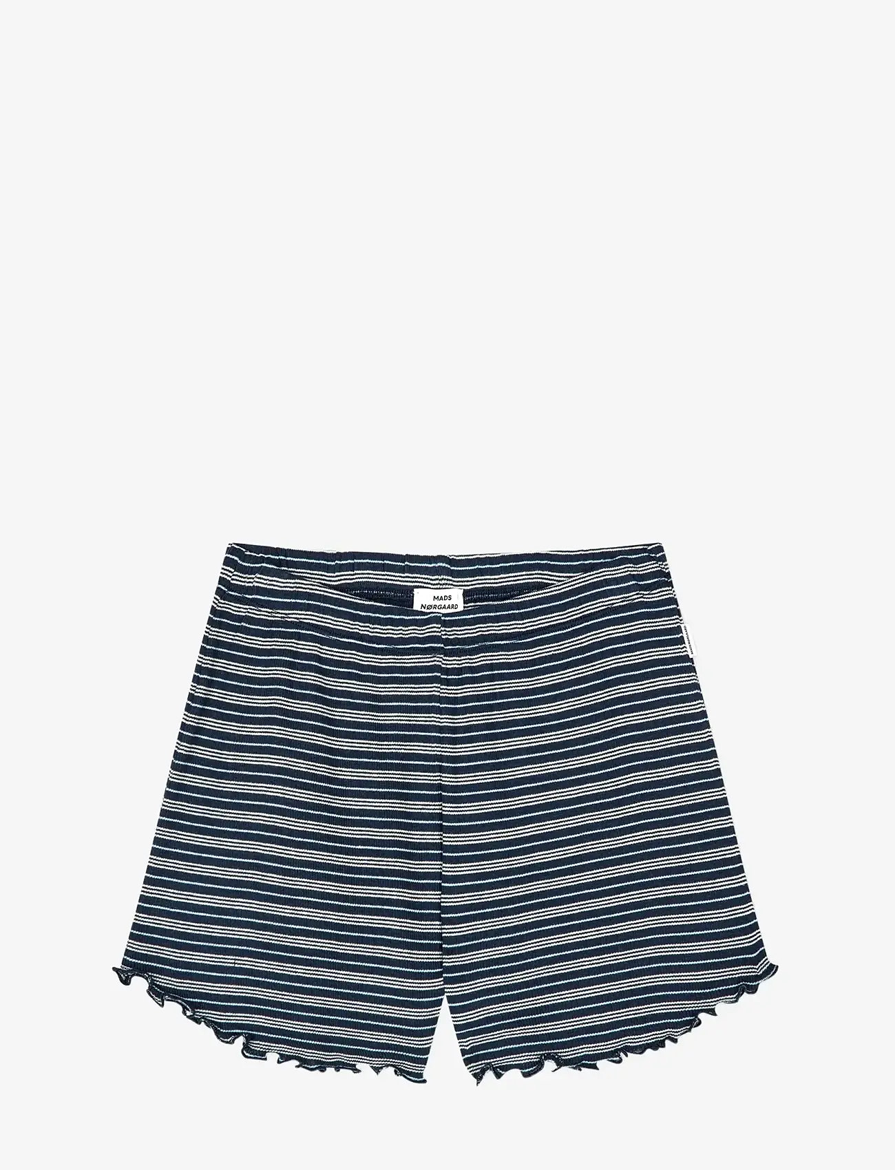 Mads Nørgaard - 2x2 Cotton Stripe Prixa - casual shorts - sky captain/vanilla ice/cashme - 0