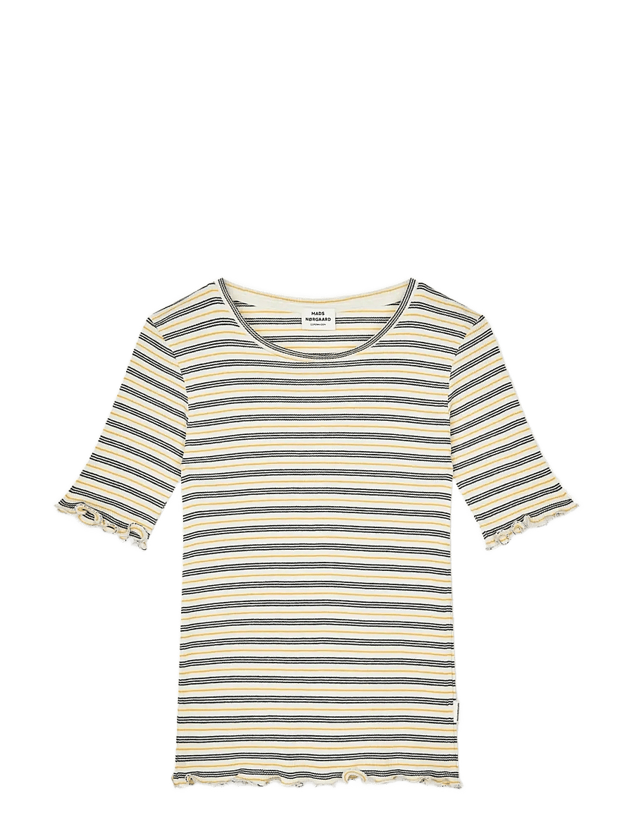 Mads Nørgaard - 2x2 Cotton Stripe Stripe Tuviana Tee - t-shirts à manches courtes - vanilla ice/sky captain/zinnia - 0