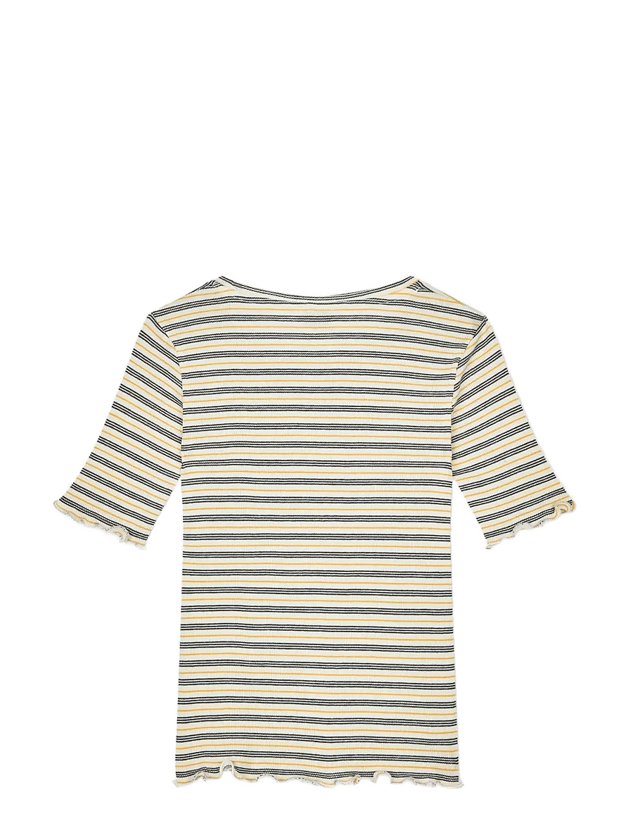 Mads Nørgaard - 2x2 Cotton Stripe Stripe Tuviana Tee - t-shirts à manches courtes - vanilla ice/sky captain/zinnia - 1