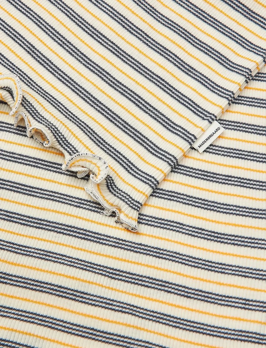 Mads Nørgaard - 2x2 Cotton Stripe Stripe Tuviana Tee - t-shirts à manches courtes - vanilla ice/sky captain/zinnia - 2