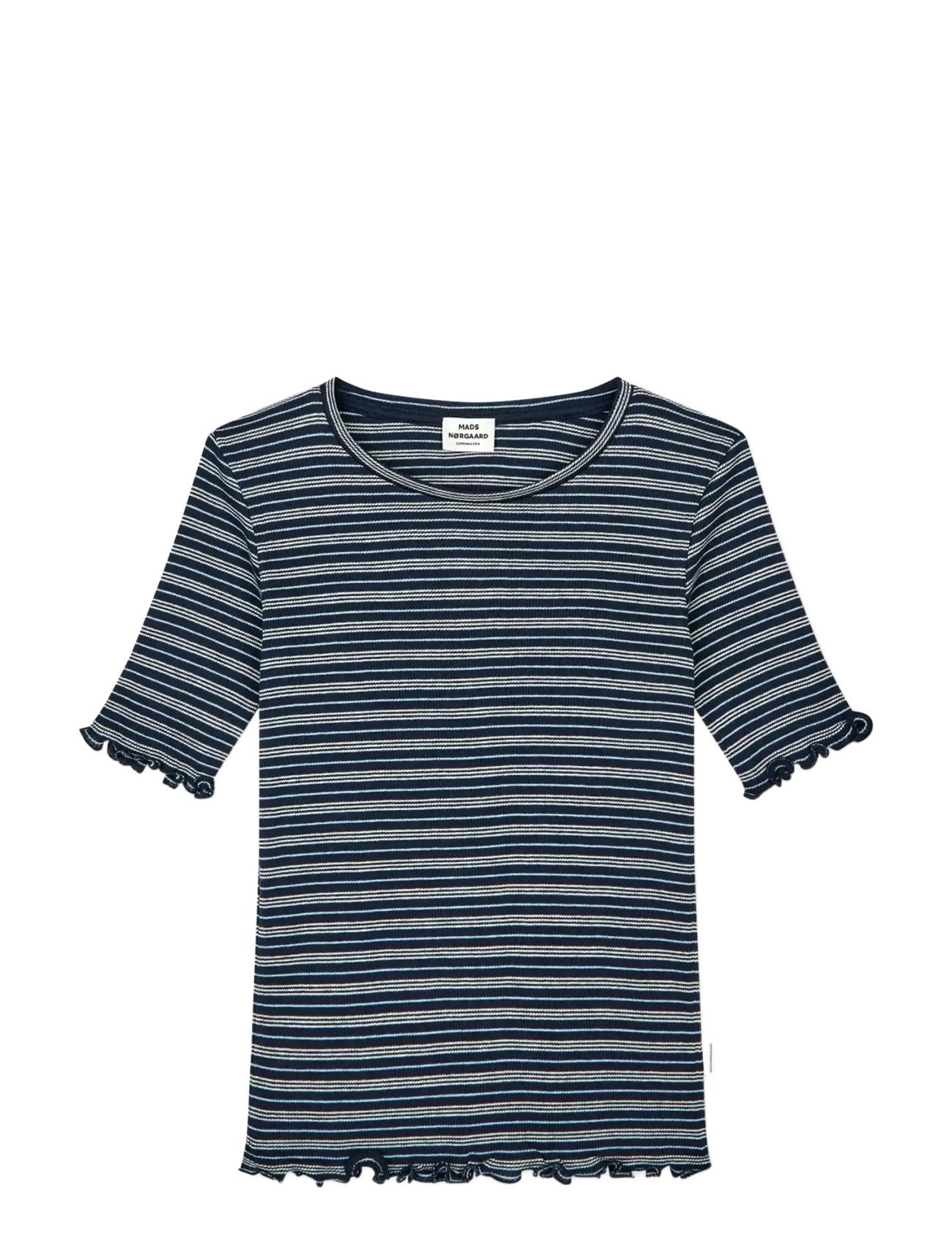 MADS NØRGAARD 2X2 Baumwolle Stripe Stripe Tuviana Tee Navy - 116 - Kinder