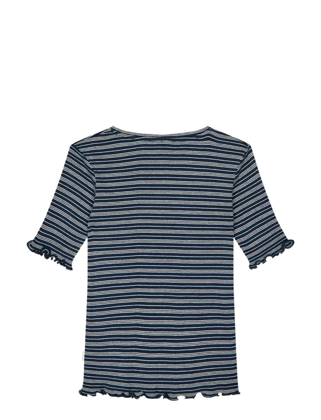 Mads Nørgaard - 2x2 Cotton Stripe Stripe Tuviana Tee - kortærmede t-shirts - sky captain/vanilla ice/cashme - 1