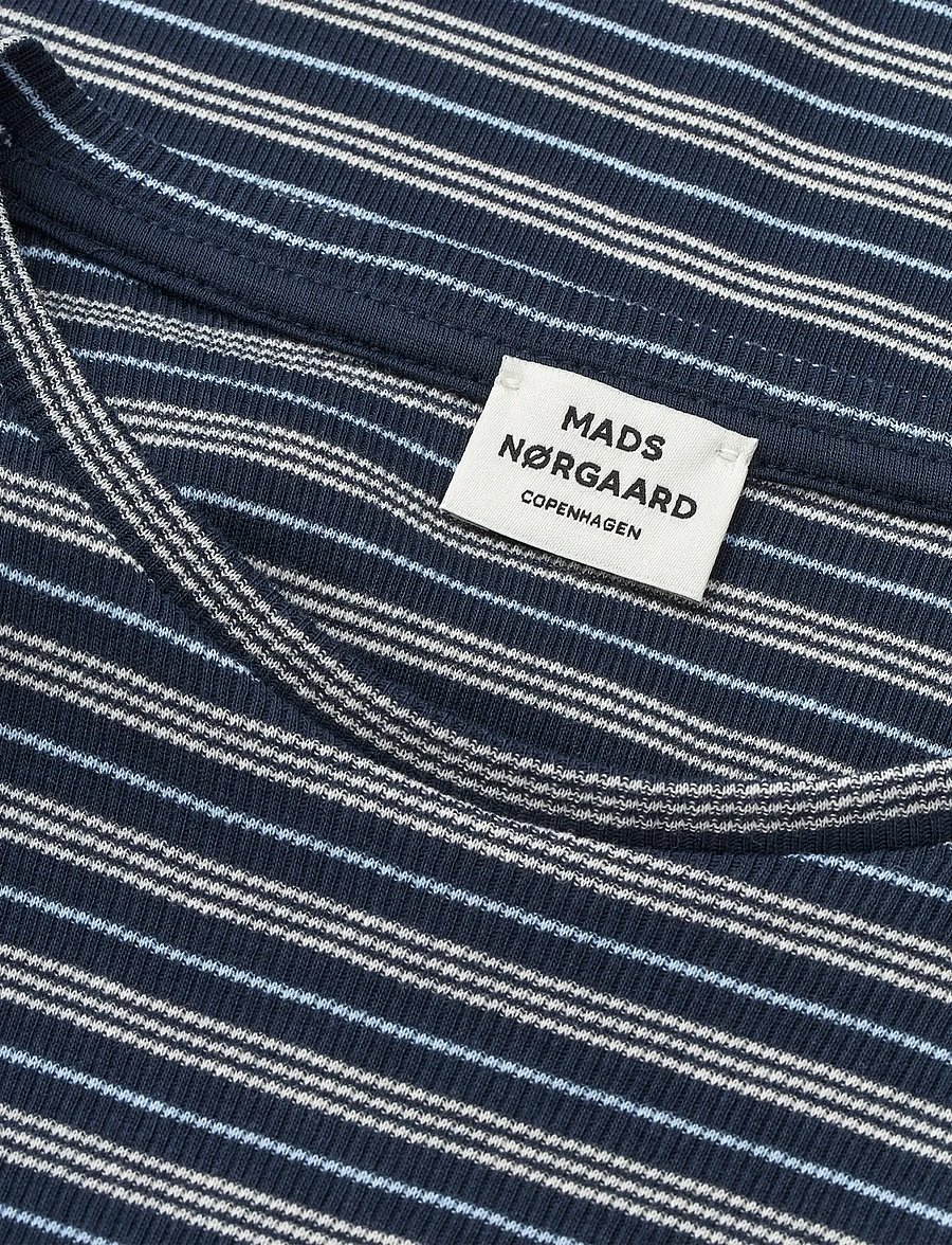 Mads Nørgaard - 2x2 Cotton Stripe Stripe Tuviana Tee - kortærmede t-shirts - sky captain/vanilla ice/cashme - 2