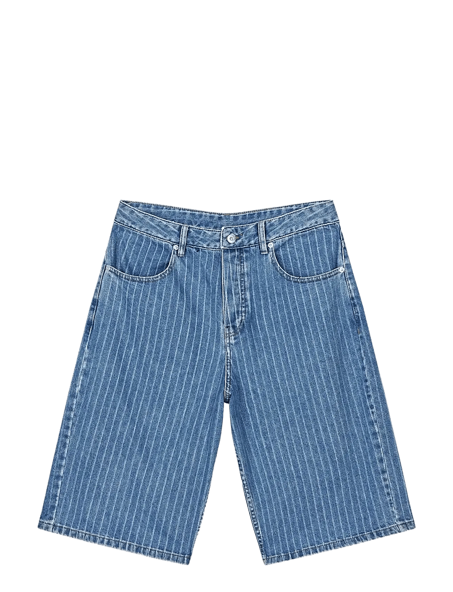 Mads Nørgaard - Striped Denim Hannes Shorts - džinsiniai šortai - light blue wash - 1
