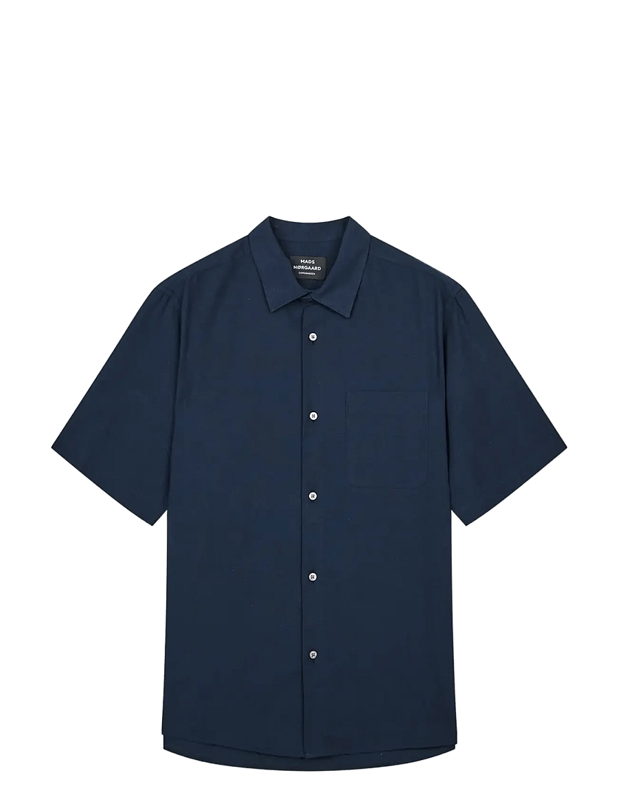 Mads Nørgaard - Grida Cotton Victor Shirt SS - kortærmede skjorter - sky captain - 1