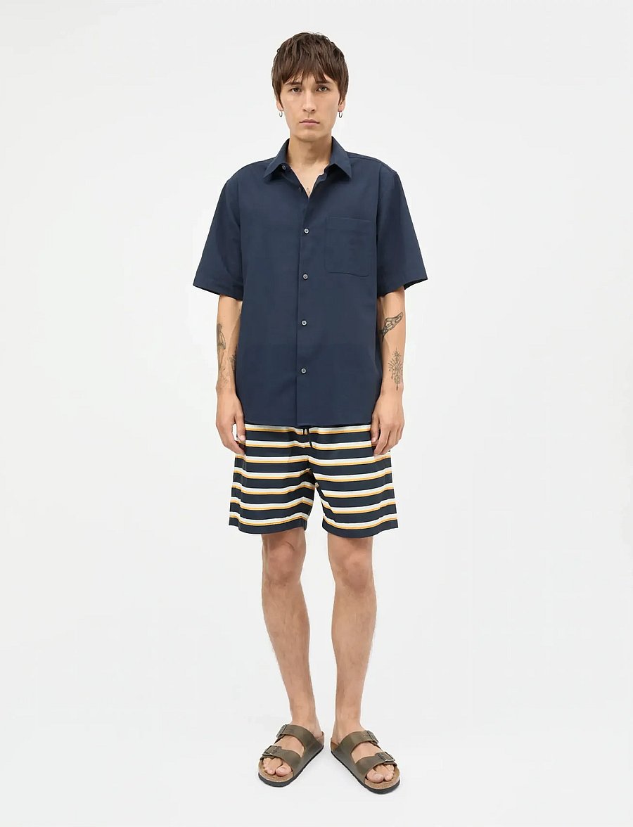 Mads Nørgaard - Grida Cotton Victor Shirt SS - kortærmede skjorter - sky captain - 0