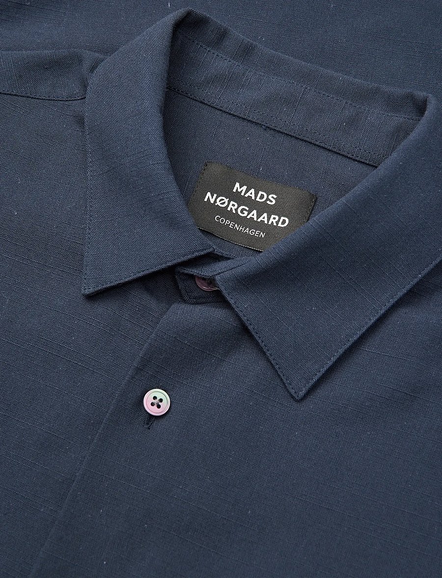 Mads Nørgaard - Grida Cotton Victor Shirt SS - kortærmede skjorter - sky captain - 3