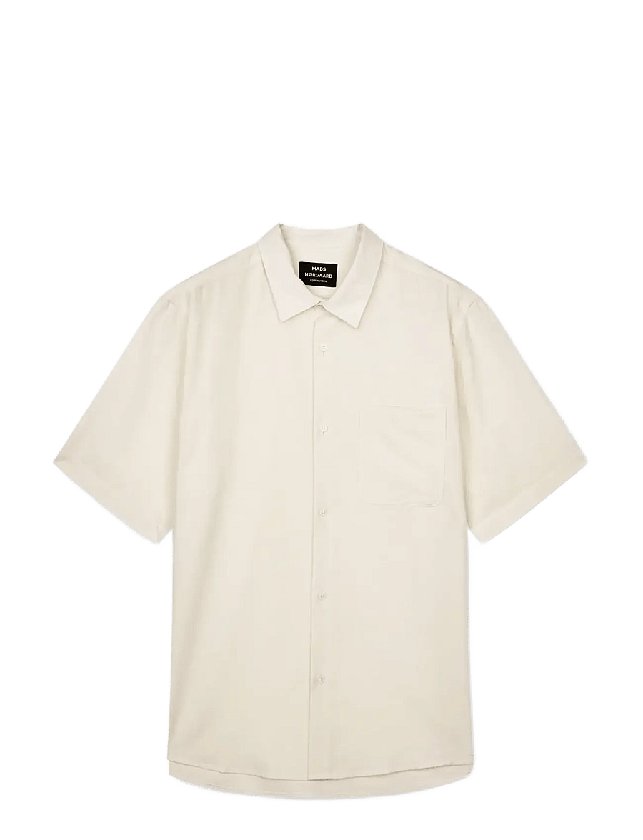Mads Nørgaard - Grida Cotton Victor Shirt SS - kortærmede skjorter - vanilla ice - 0