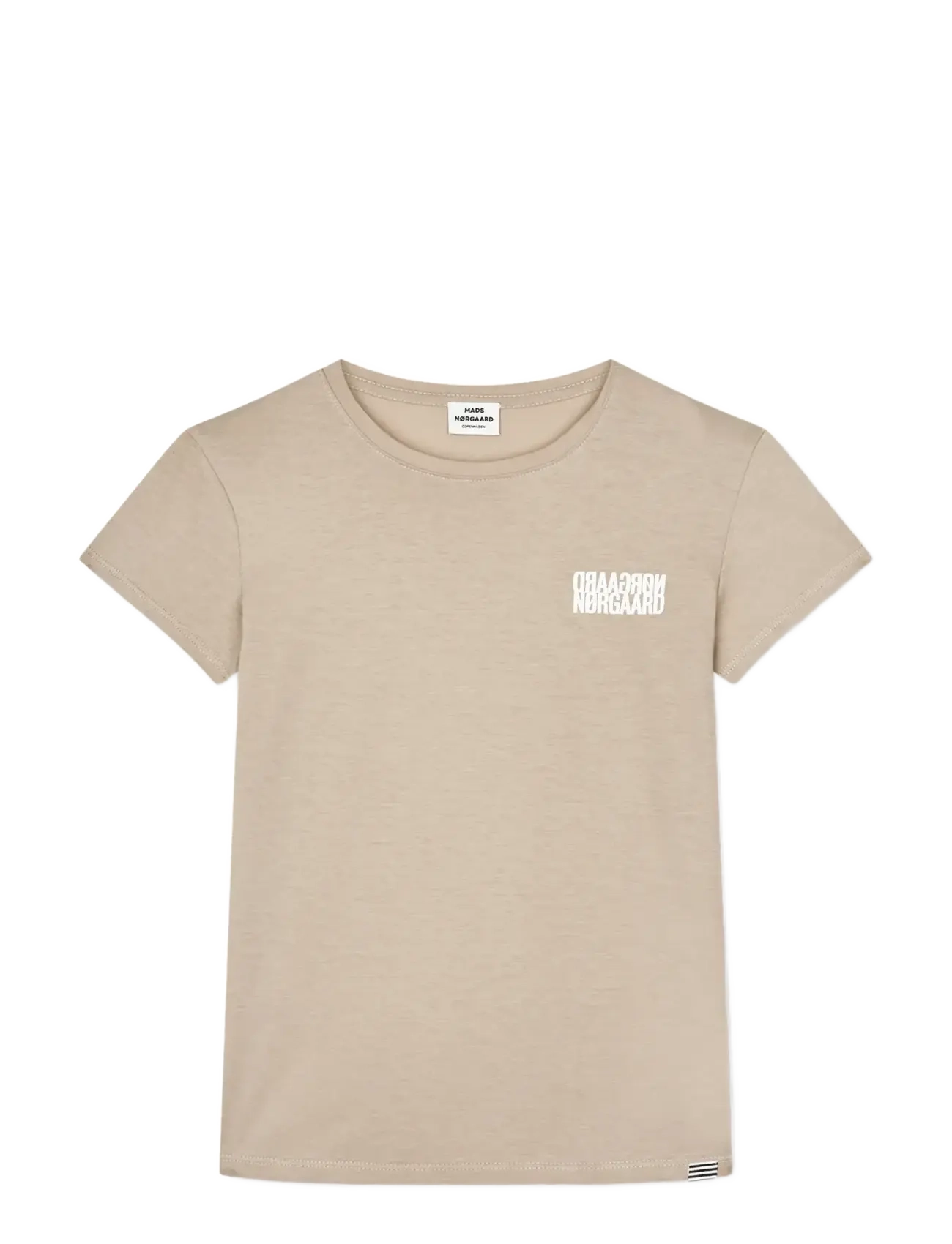 Mads Nørgaard Single Cotton Tuvina Mini Mirror Tee, Kvinder, Kortærmet T-Shirt, Beige, Str: 176