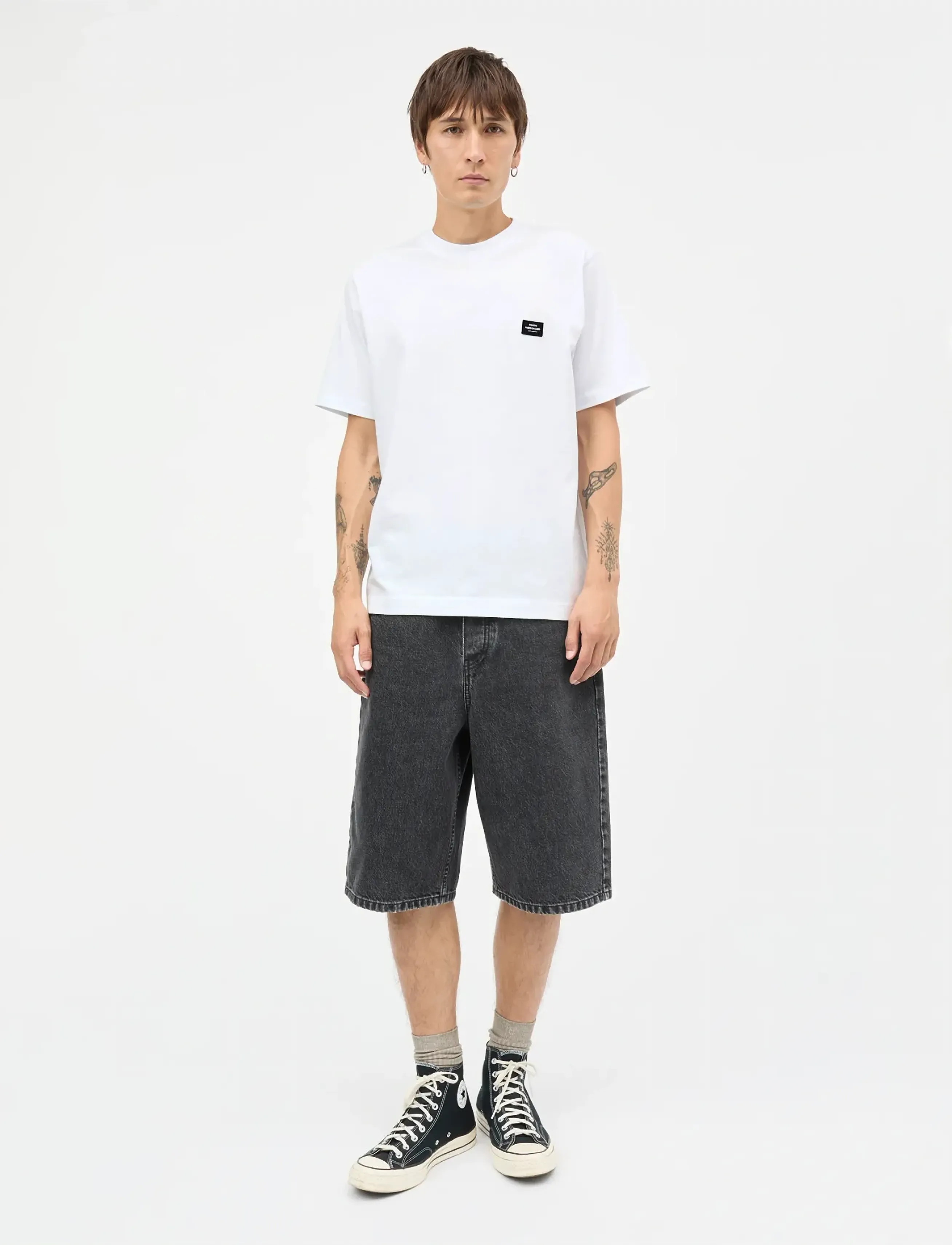 Mads Nørgaard Cotton Jersey Frode Patch Tee, Mænd, Patch T-Shirt, Hvid, Str: XL