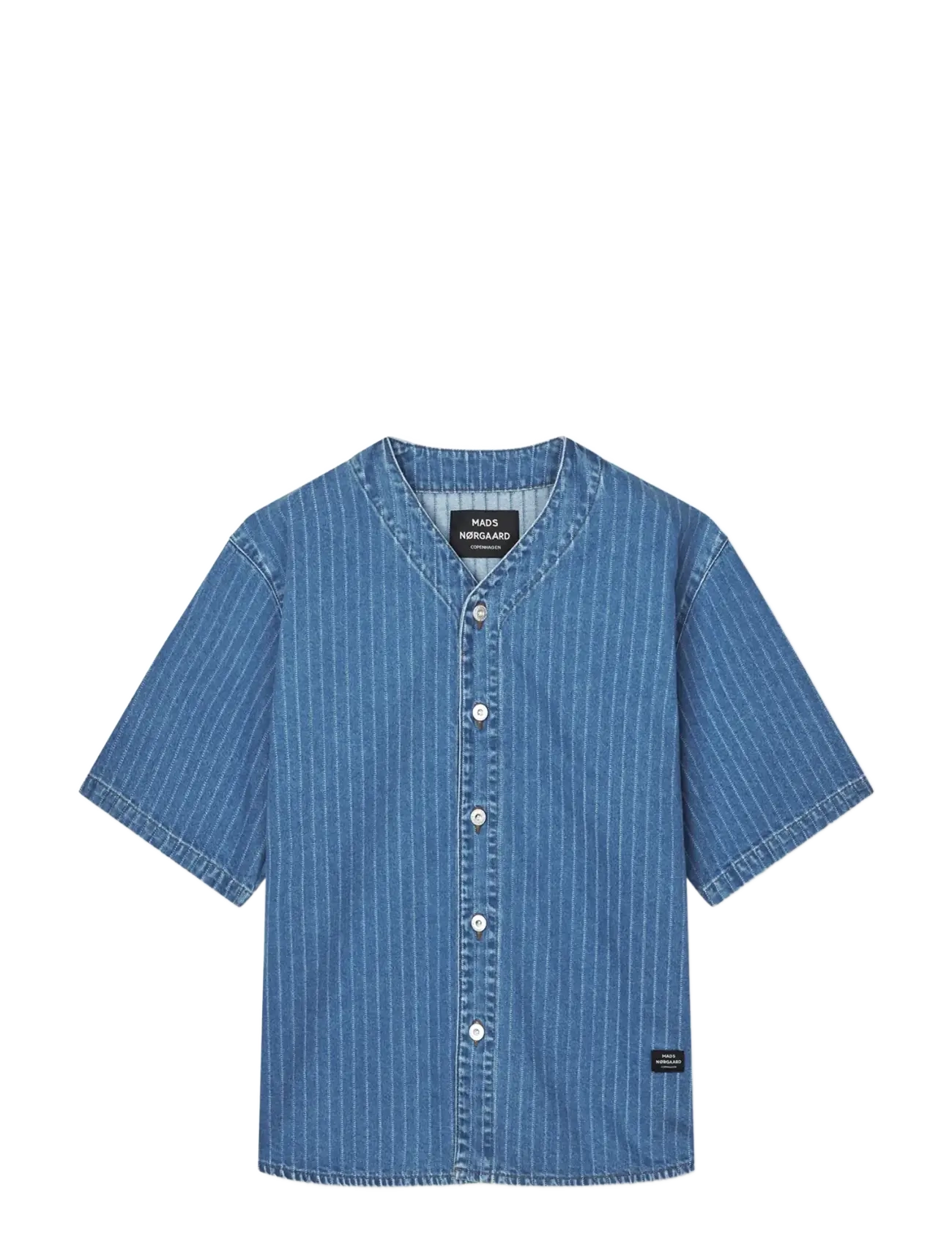 Mads Nørgaard - Striped Denim Paradise Shirt - stribede skjorter - light blue wash - 1