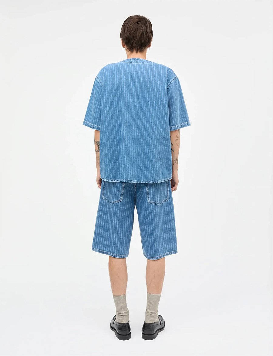 Mads Nørgaard - Striped Denim Paradise Shirt - stribede skjorter - light blue wash - 2