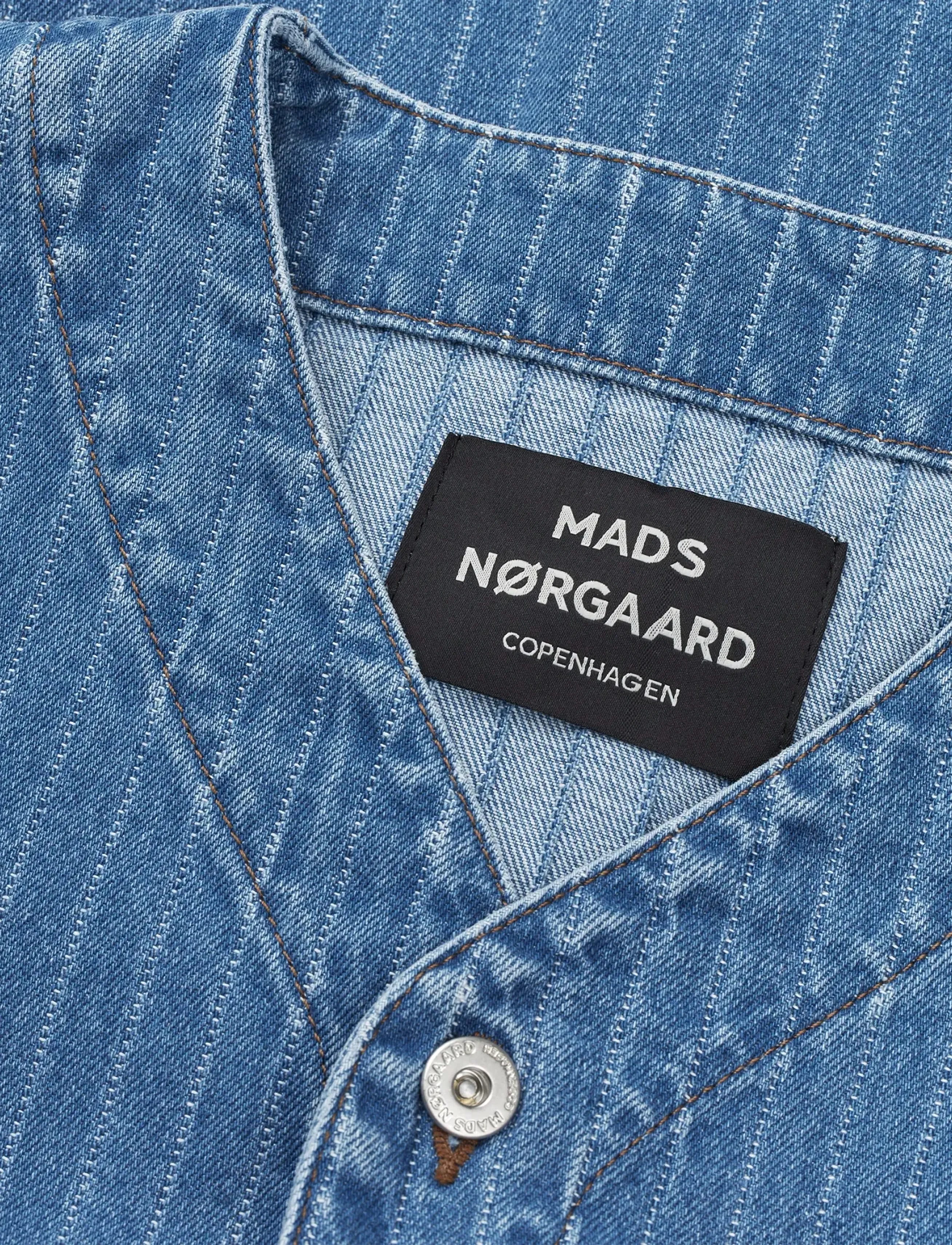 Mads Nørgaard - Striped Denim Paradise Shirt - stribede skjorter - light blue wash - 3
