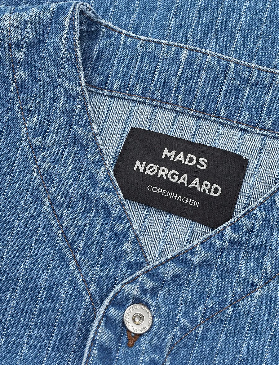 Mads Nørgaard - Striped Denim Paradise Shirt - stribede skjorter - light blue wash - 3