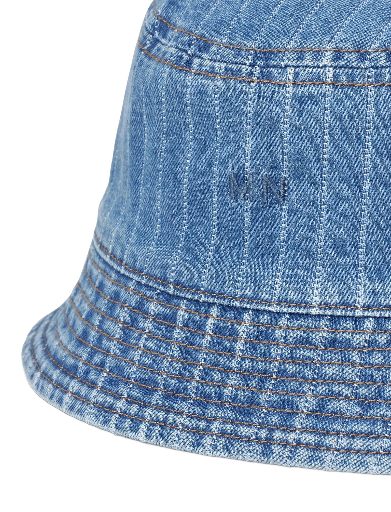 Mads Nørgaard - Striped Denim Bucket Hat - bucket hats - light blue wash - 2