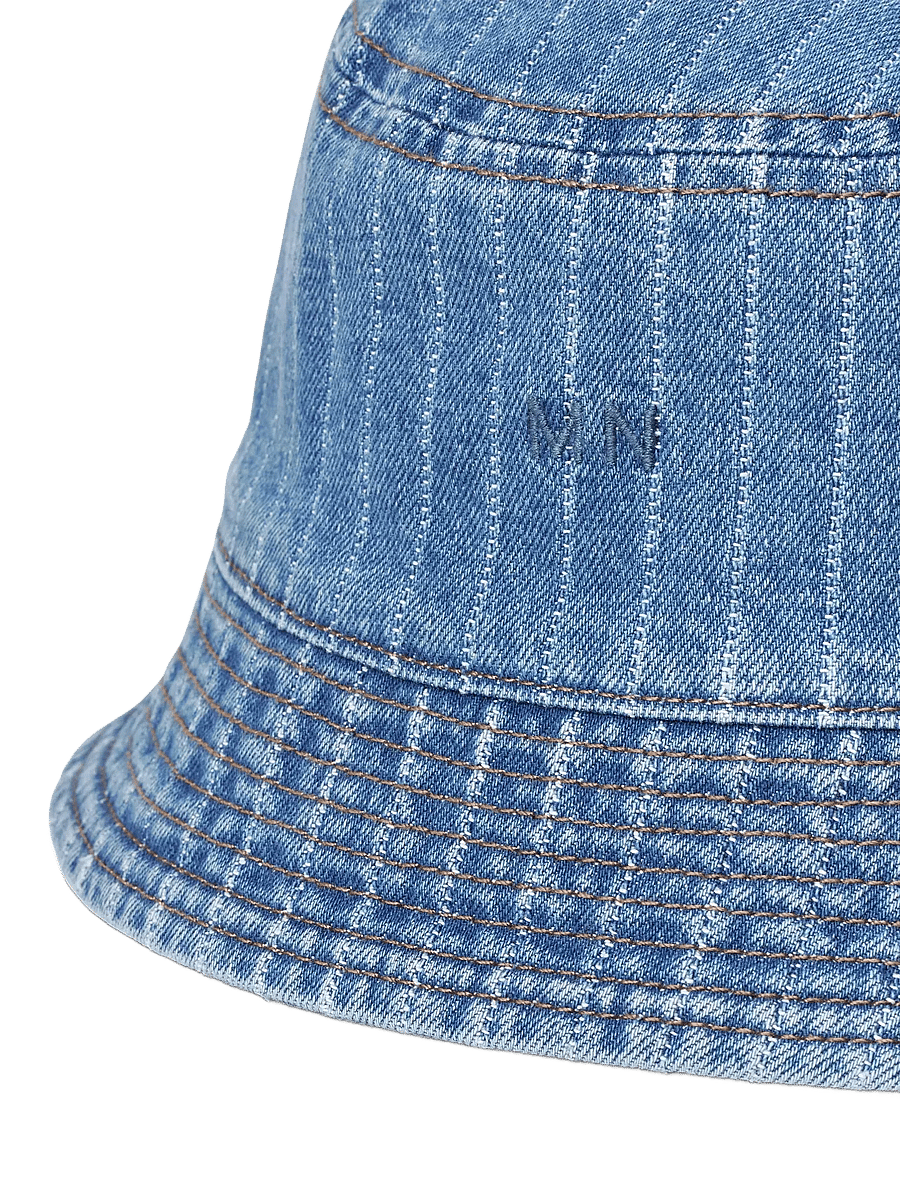 Mads Nørgaard - Striped Denim Bucket Hat - bucket hats - light blue wash - 2