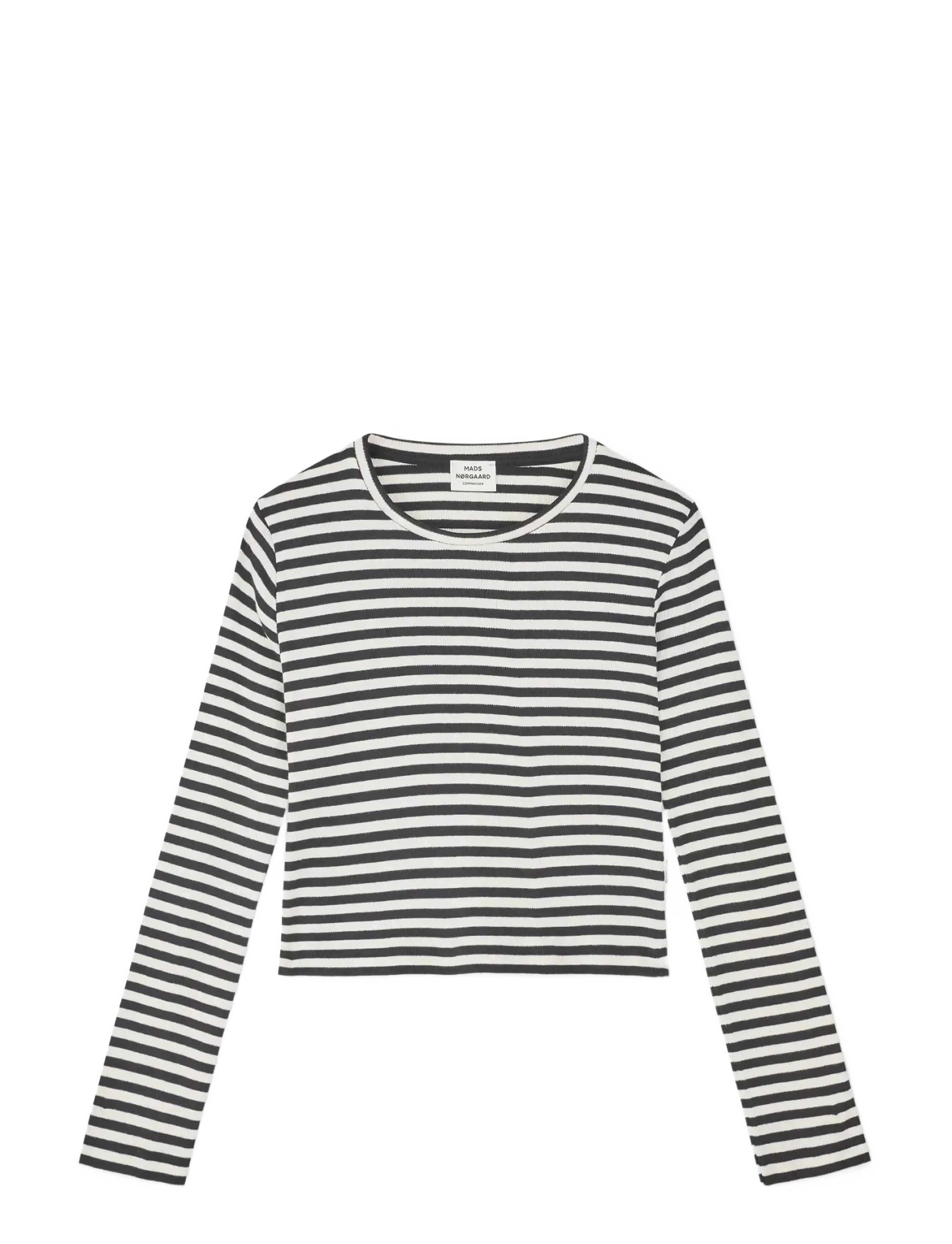 Mads Nørgaard 2X2 Cotton Stripe Tikka Top, Kinder, Gestreiftes Langarm Top, Schwarz, Gr.164