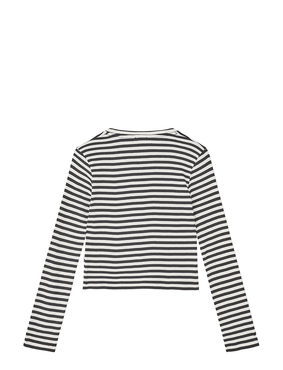 Mads Nørgaard - 2x2 Cotton Stripe Tikka Top - langärmelig - black/vanilla ice - 1