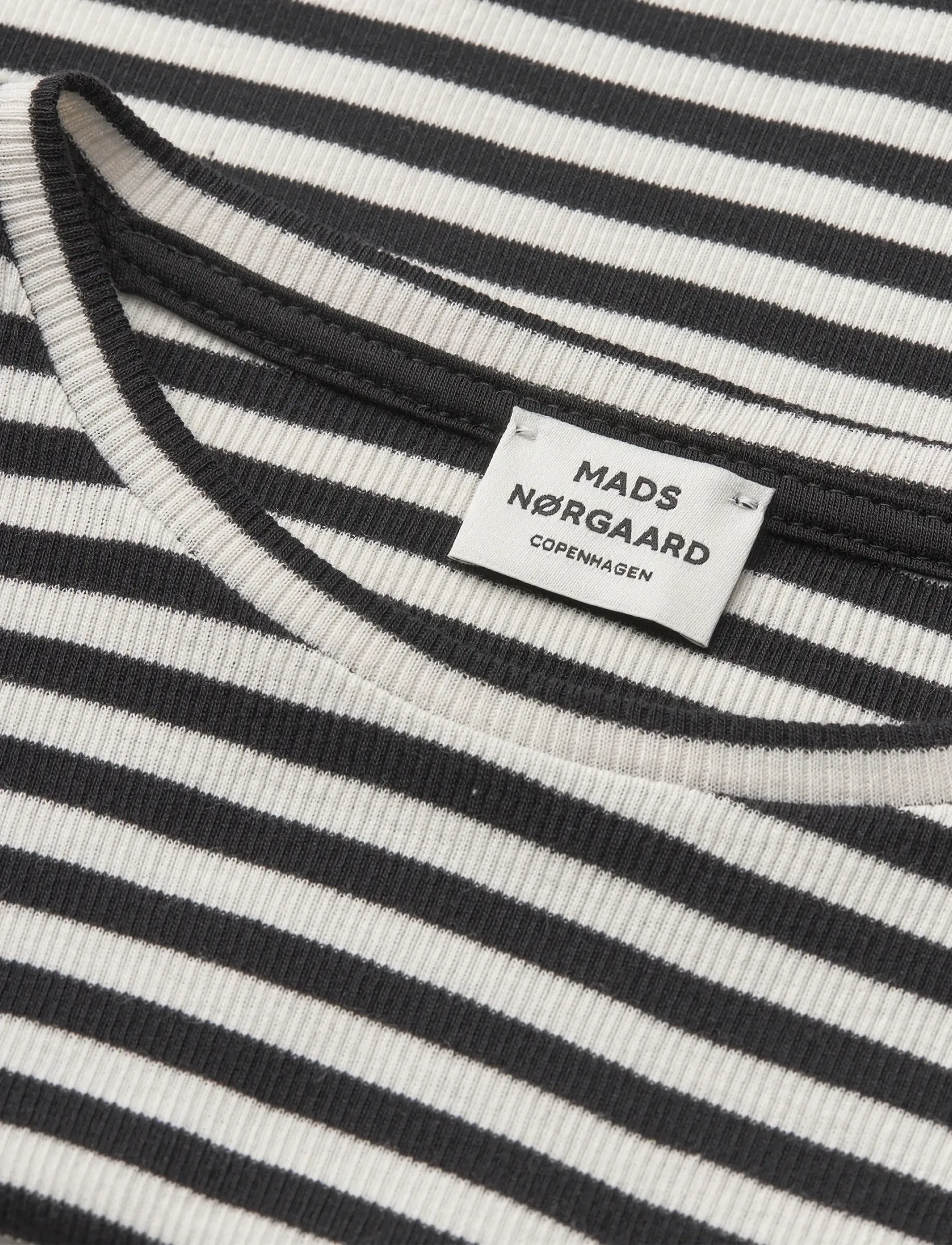 Mads Nørgaard - 2x2 Cotton Stripe Tikka Top - langärmelig - black/vanilla ice - 2