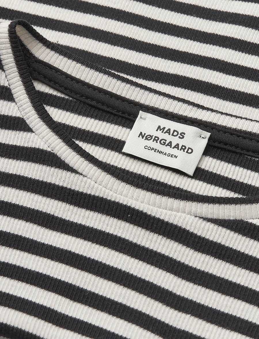 Mads Nørgaard - 2x2 Cotton Stripe Tikka Top - langärmelig - black/vanilla ice - 2
