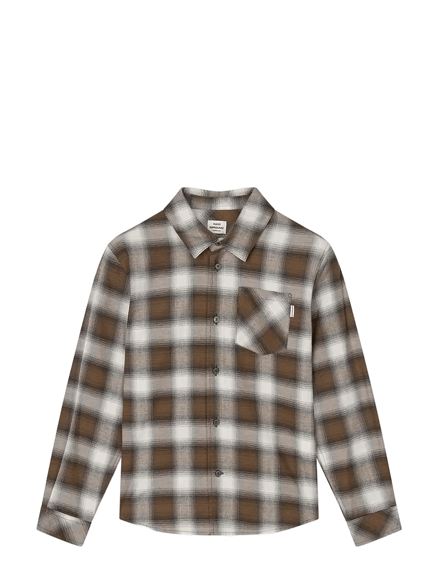 Mads Nørgaard - Flannel Check Svano Shirt - långärmade skjortor - cocoa ch. - 0