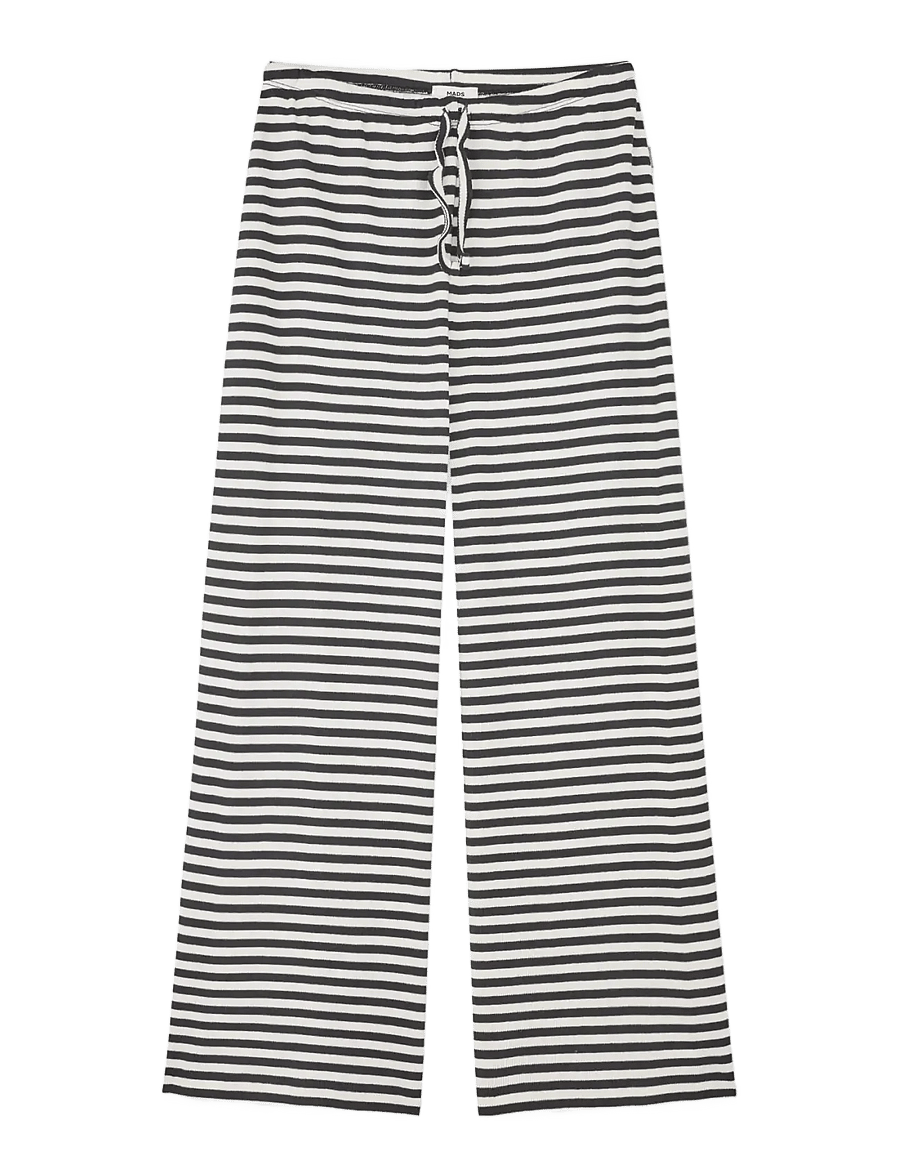 Mads Nørgaard - 2x2 Cotton Stripe Verona Pants - mjukisbyxor - black/vanilla ice - 0