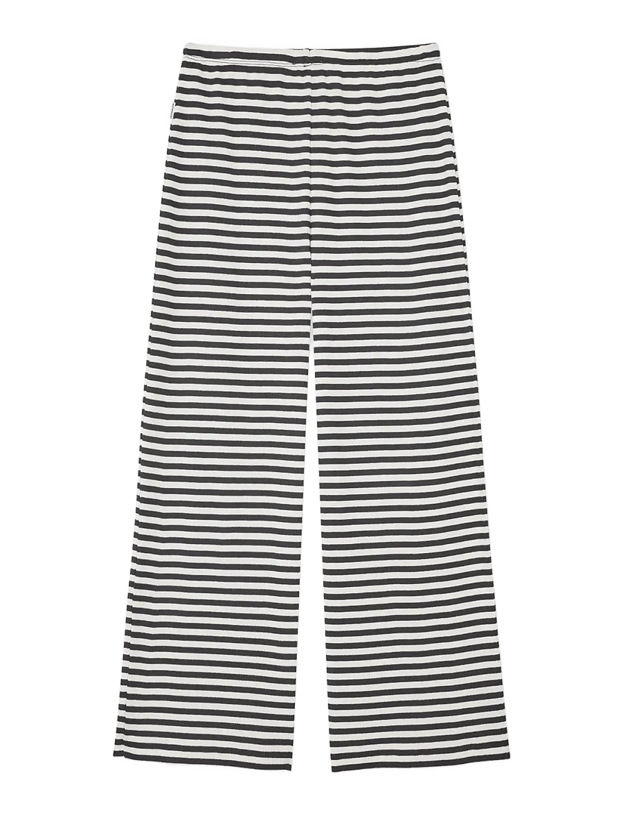 Mads Nørgaard - 2x2 Cotton Stripe Verona Pants - mjukisbyxor - black/vanilla ice - 1
