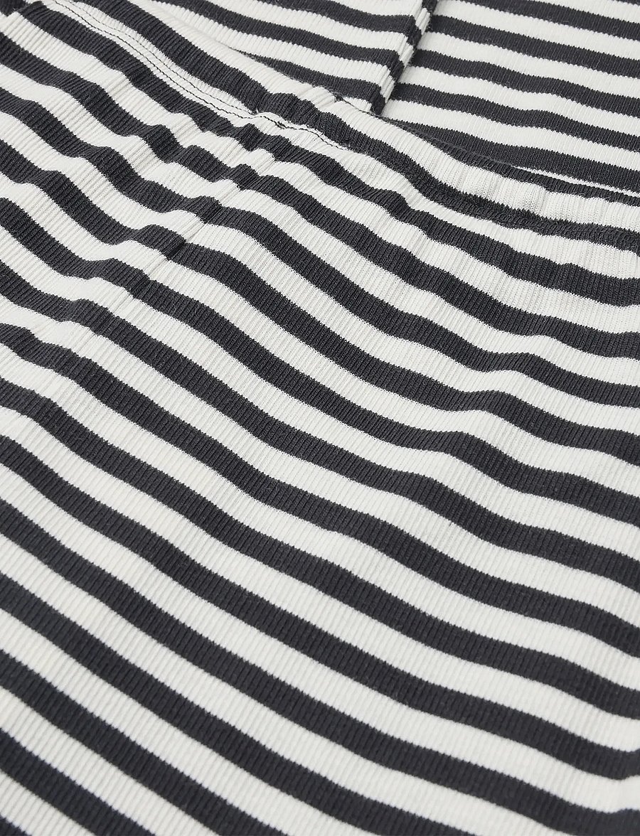 Mads Nørgaard - 2x2 Cotton Stripe Verona Pants - mjukisbyxor - black/vanilla ice - 2