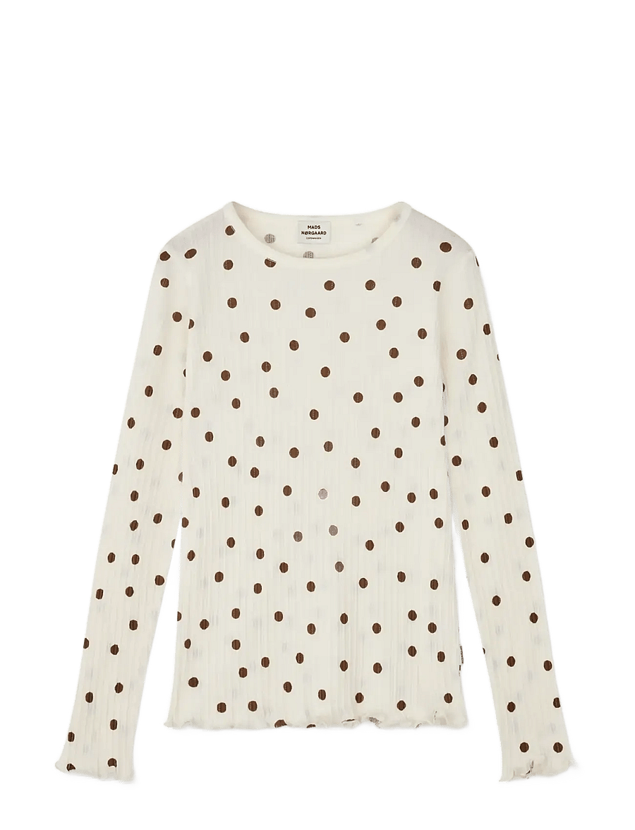 Mads Nørgaard - Pointella Trudy Tee LS AOP - langærmede t-shirts - vanilla ice/cocoa - 0