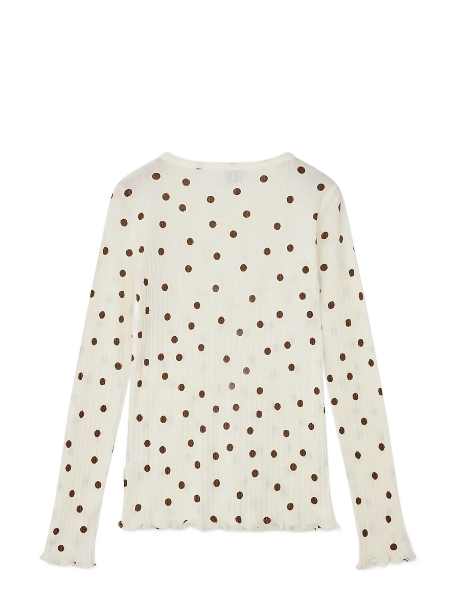Mads Nørgaard - Pointella Trudy Tee LS AOP - langærmede t-shirts - vanilla ice/cocoa - 1