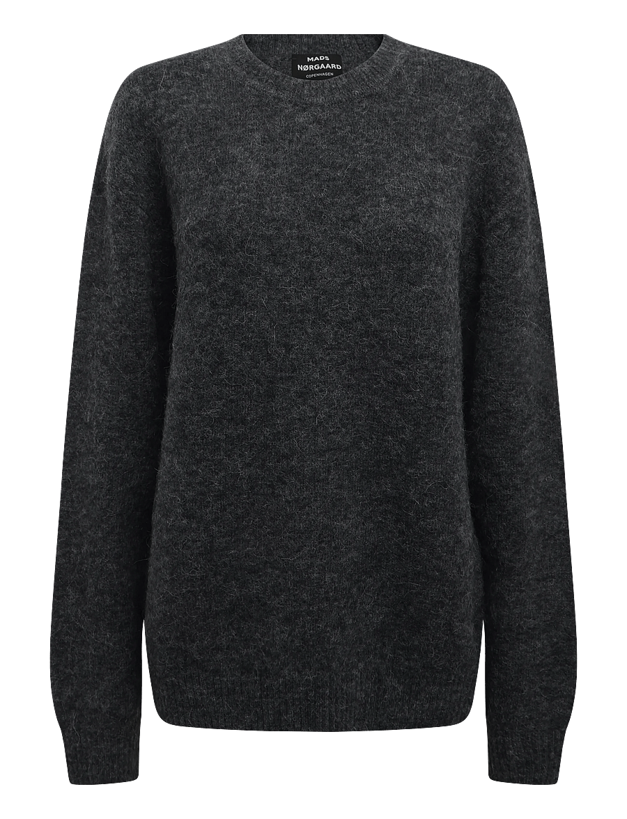 Mads Nørgaard - Alpaca Wool Vilhelm Knit - rundhals - dark grey melange - 0