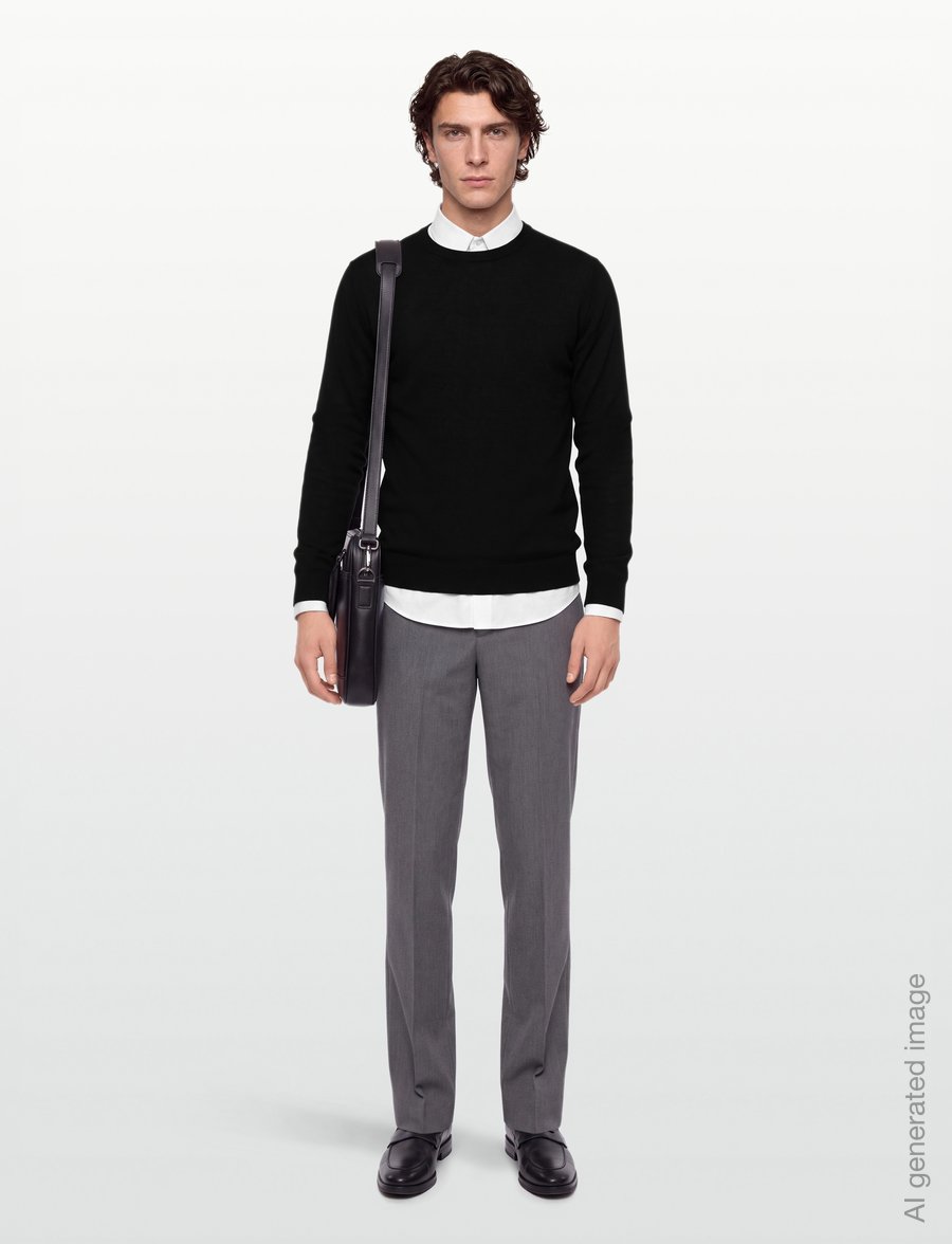 Mads Nørgaard - Merino Wool Karsten Knit - rundhalsad - black - 0