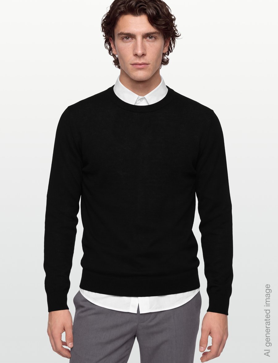Mads Nørgaard - Merino Wool Karsten Knit - rundhalsad - black - 3