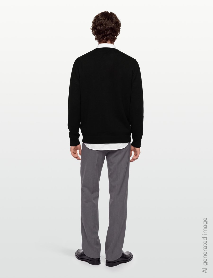 Mads Nørgaard - Merino Wool Karsten Knit - rundhalsad - black - 4