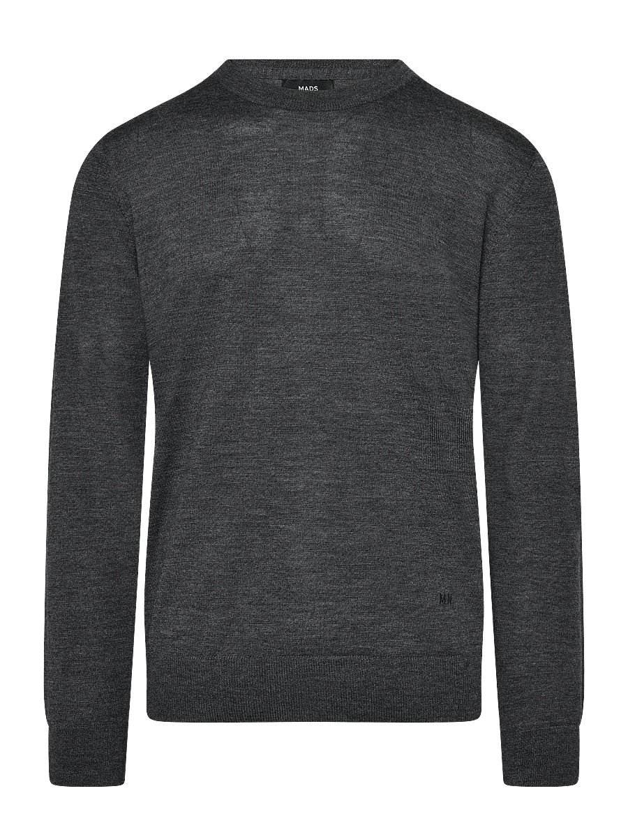 Mads Nørgaard - Merino Wool Karsten Knit - rundhals - charcoal melange - 0