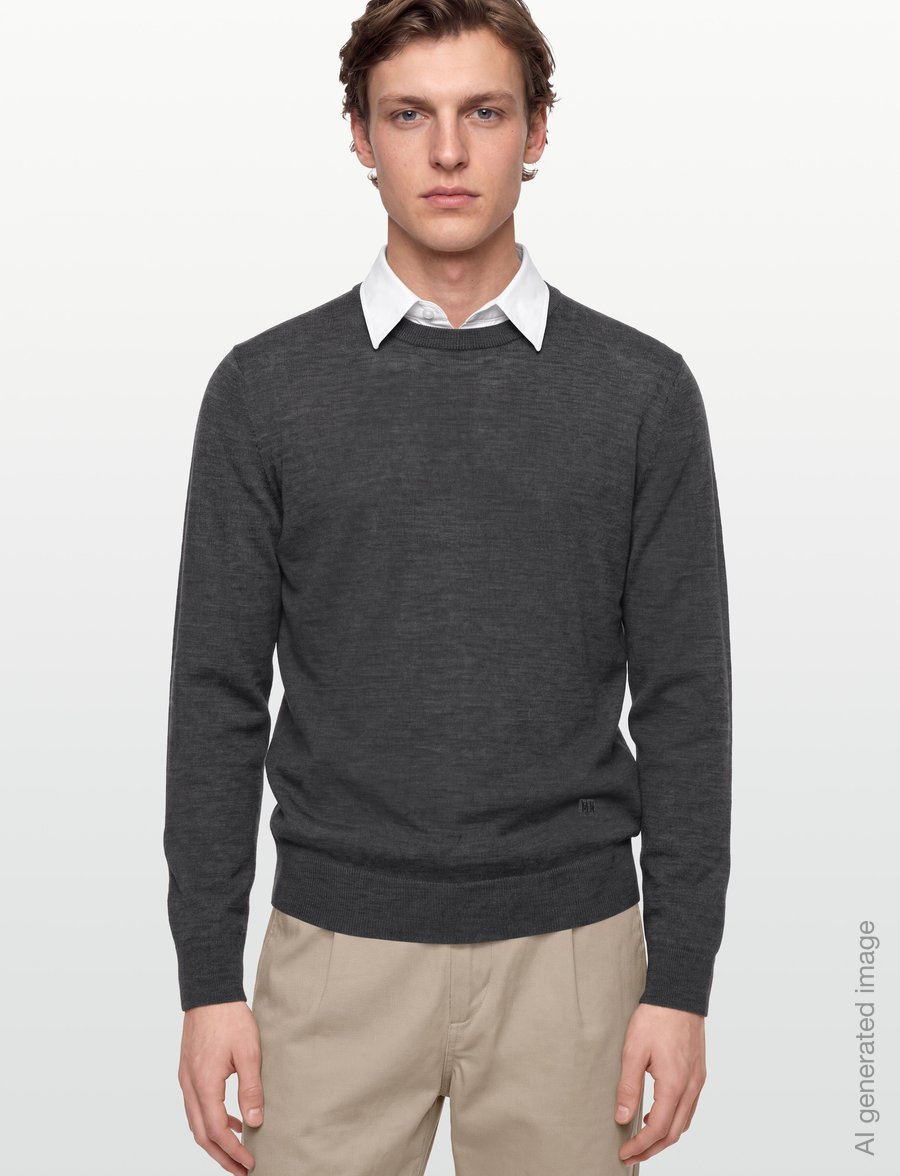 Mads Nørgaard - Merino Wool Karsten Knit - Ümara kaelusega - charcoal melange - 3